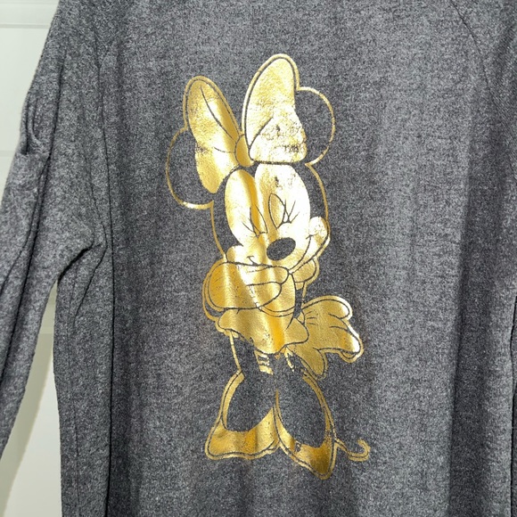 David Lerner Disney Collection Gray Open Shoulder Gold Minnie Mouse Sweater S - Picture 3 of 3